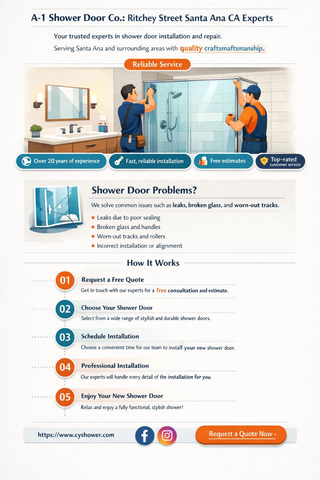 a-1 shower door co ritchey street santa ana ca