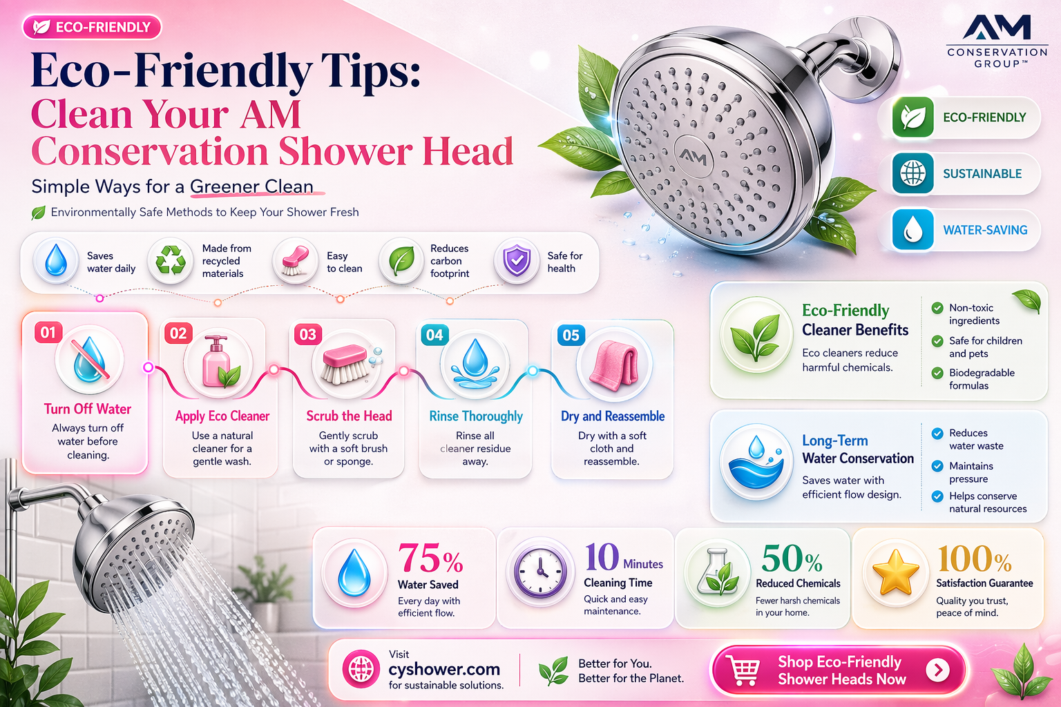 am conservation group shower head cleaning