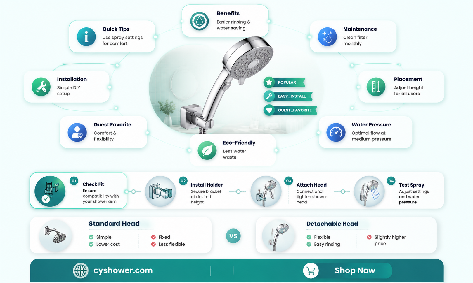 are there detachable shower heads at sandals emerald bay