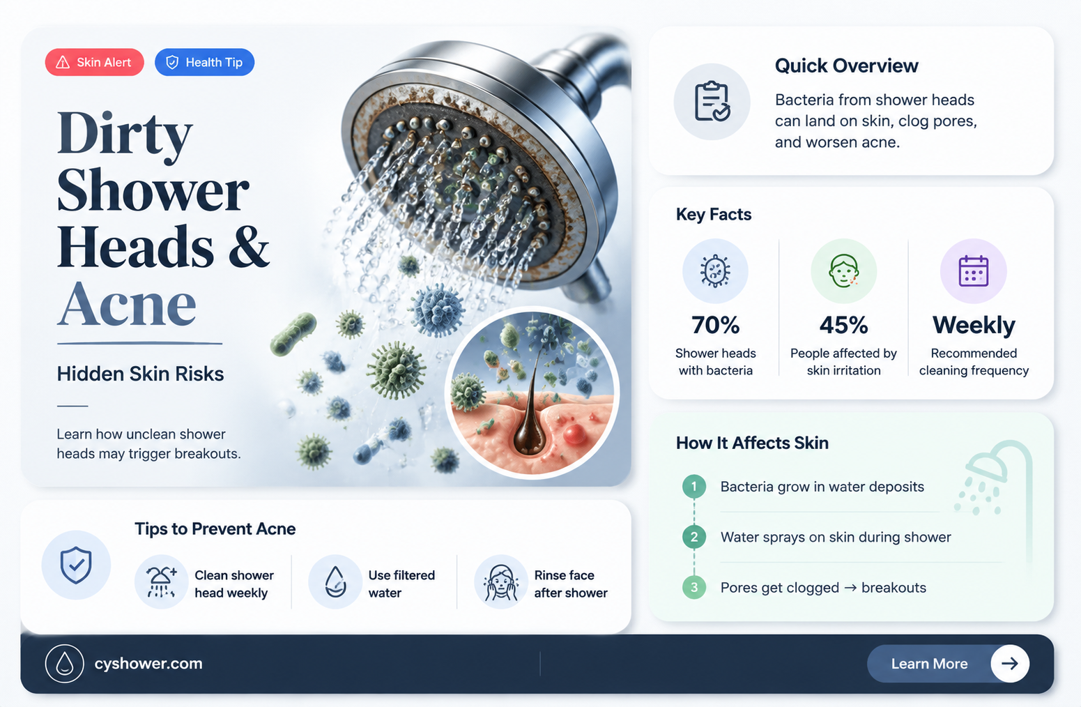 can a dirty shower head cause acne
