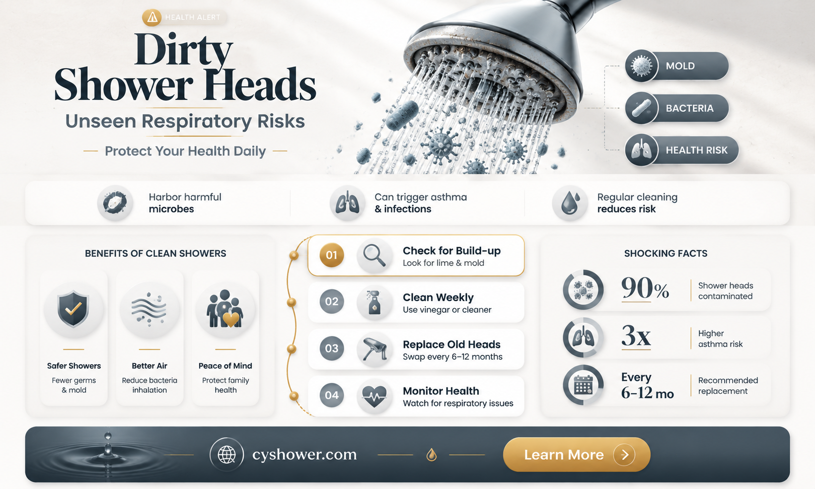 can a dirty shower head cause respiratory problems
