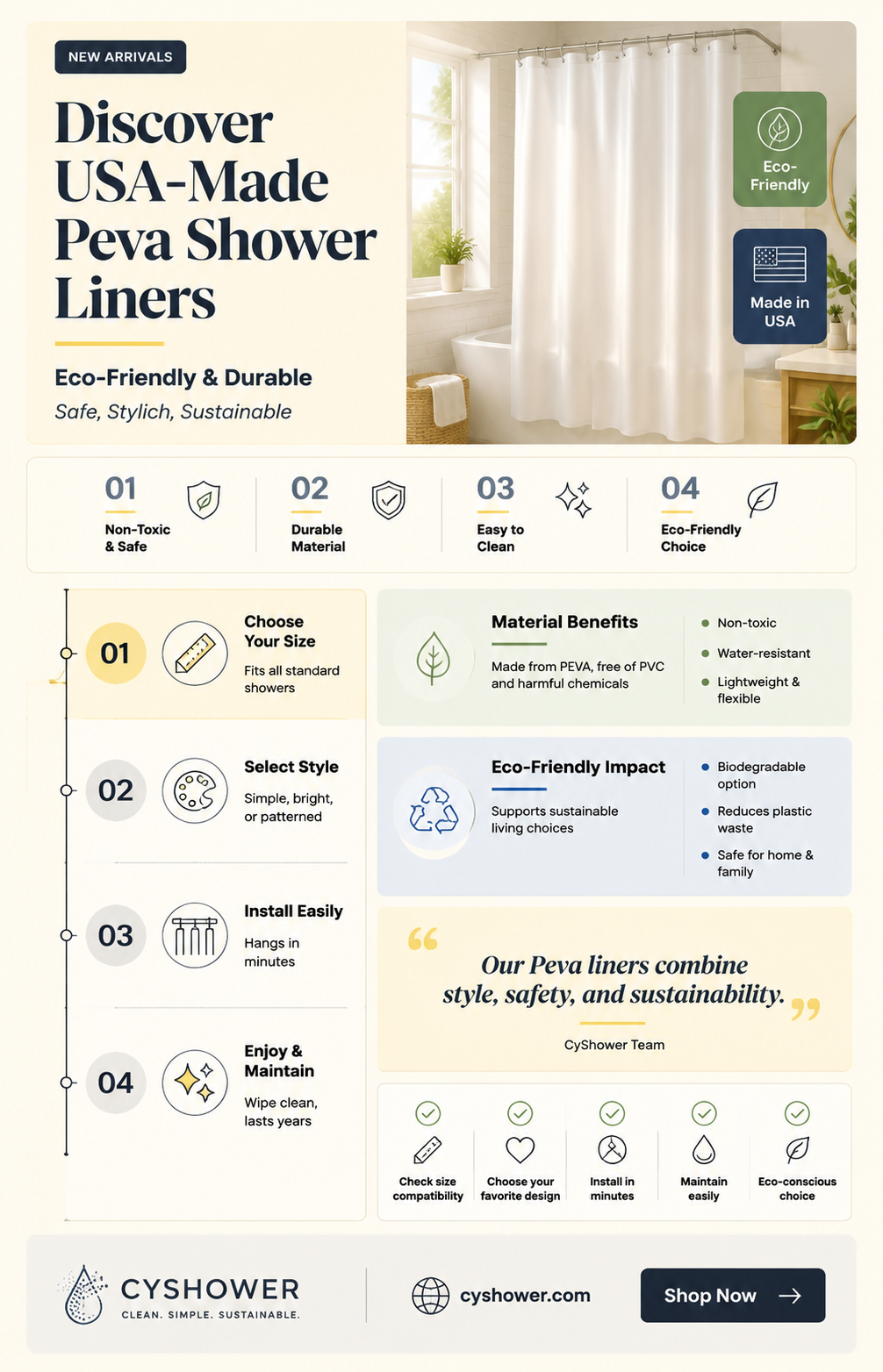 are there any made in usa peva shower curtain liner