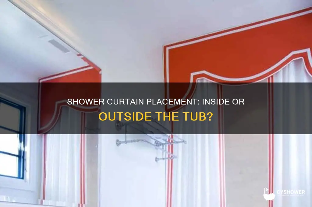 do i put shower curtain inside or outside