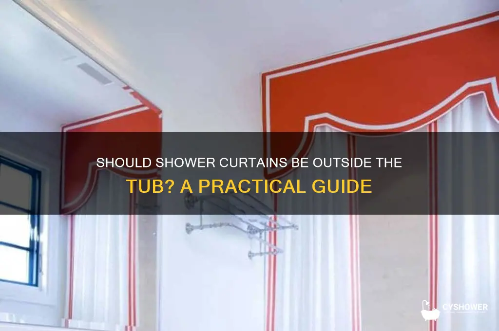 do shower curtain go outside shower
