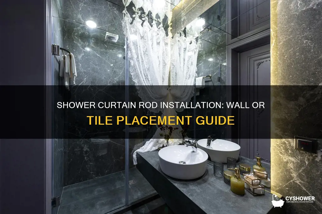 do shower curtain rods go on the wall or tile
