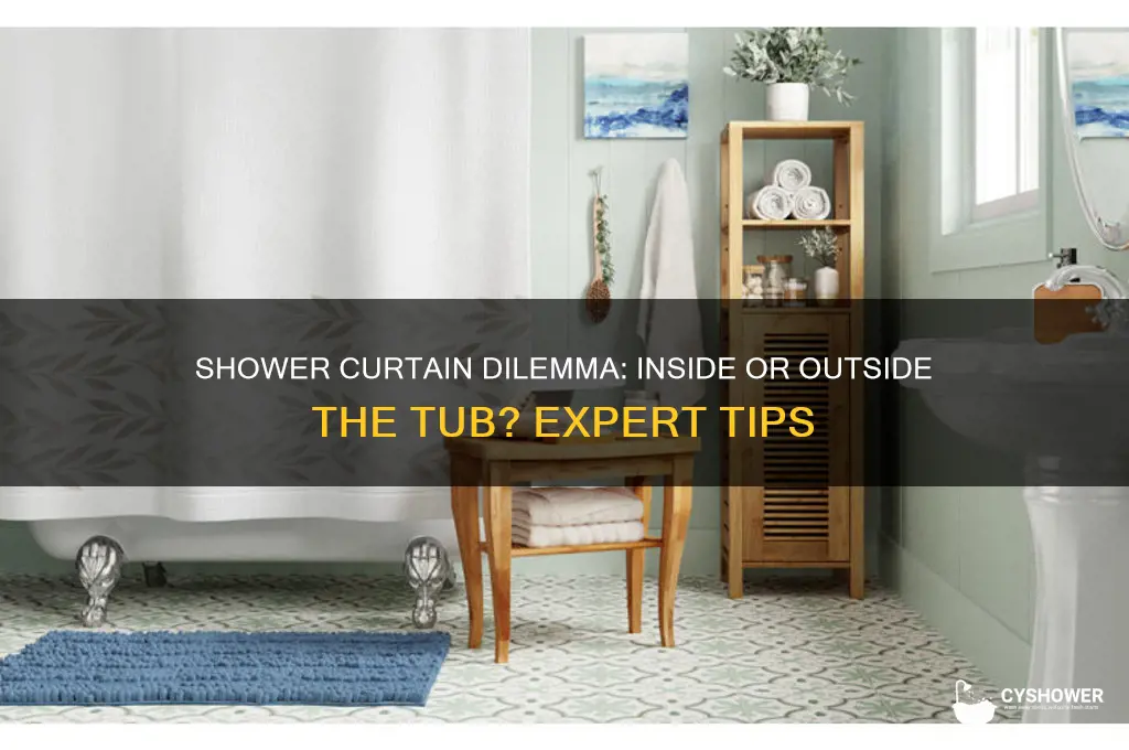 do shower curtains go in or out