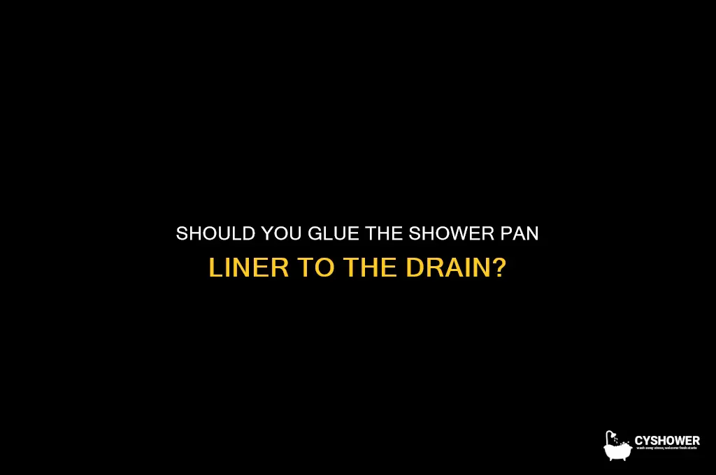 do you glue the shower pan liner to the drain