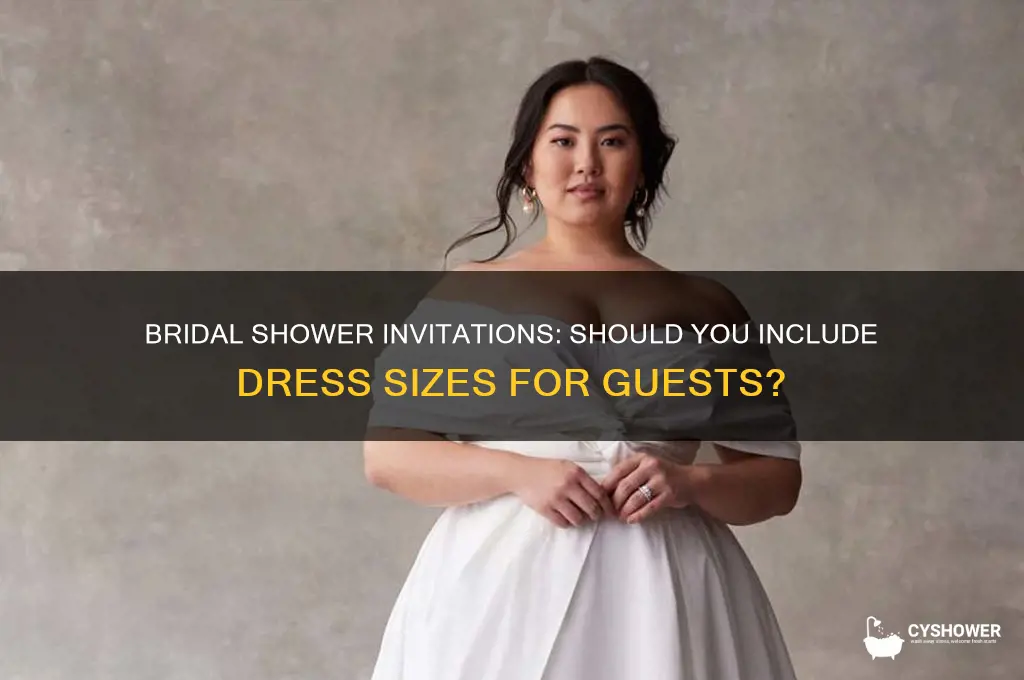 do you put sizes on bridal shower invitations