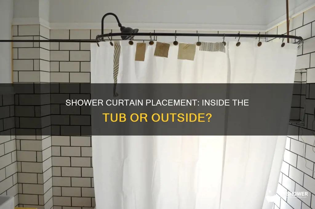 do you put the shower curtain in the tub
