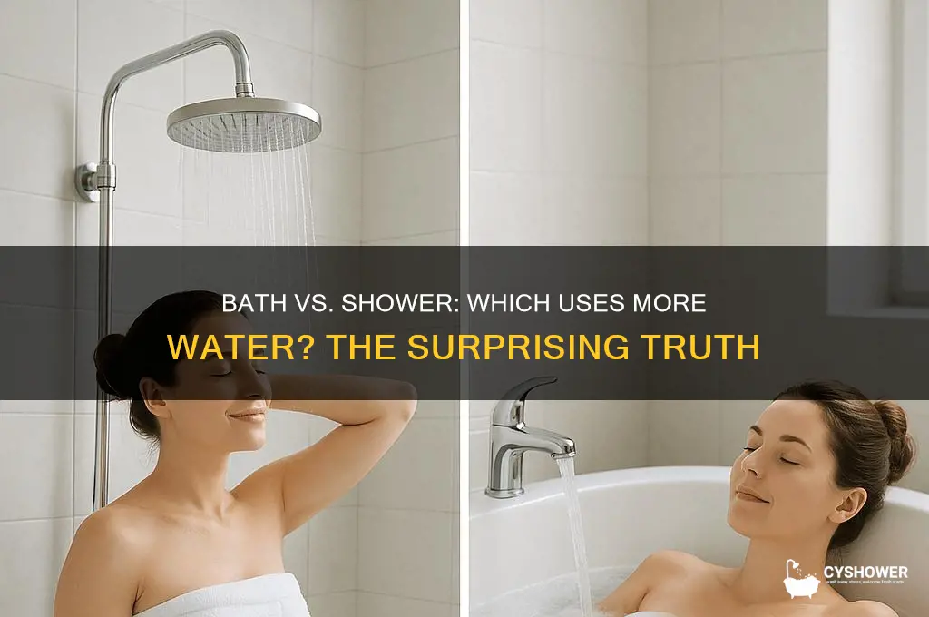 does a bath or shower take more water