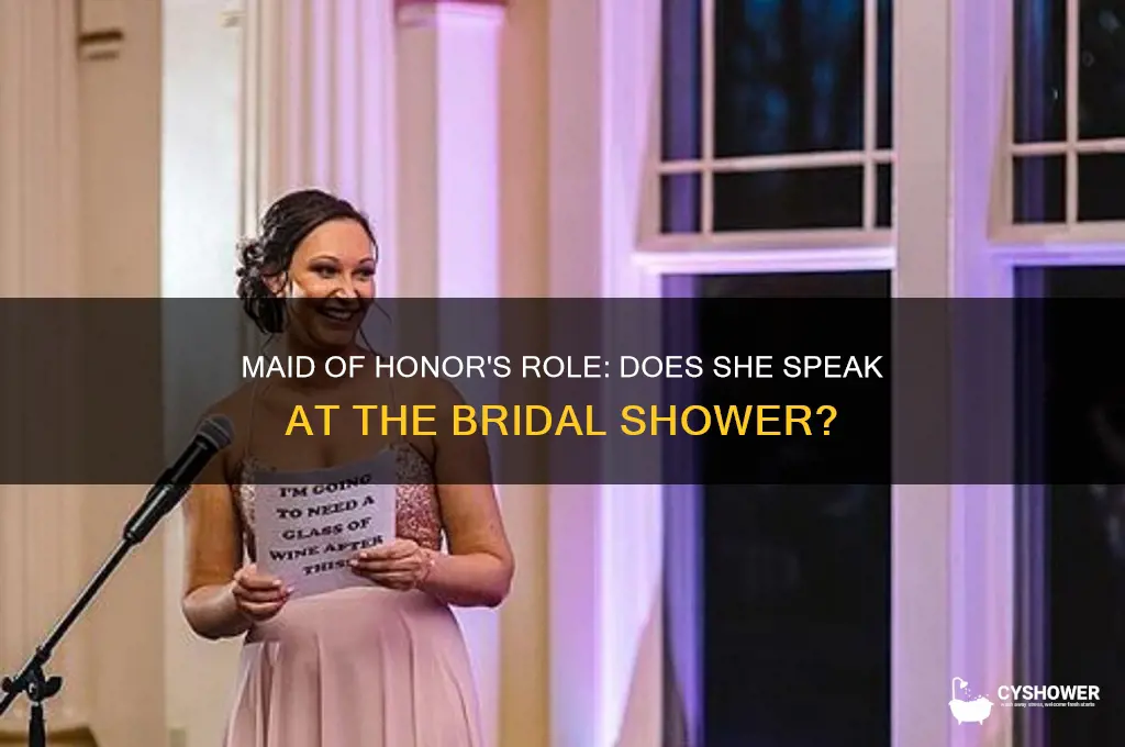 does maid of honor give speech at bridal shower