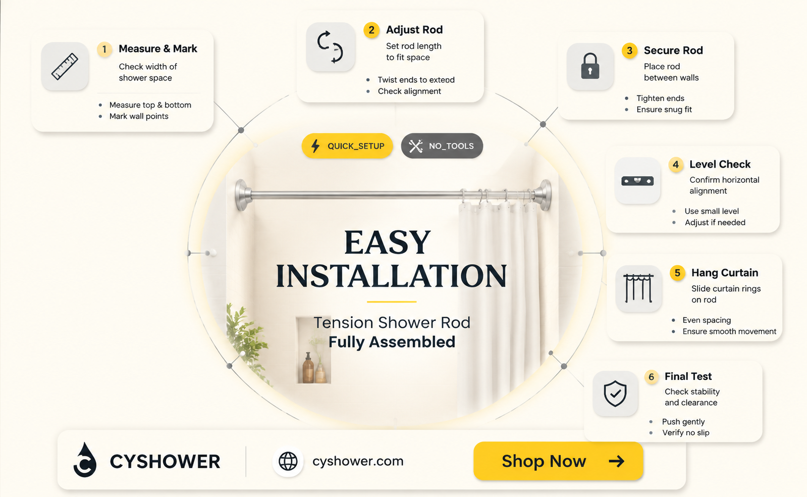 can install tension shower curtain rod