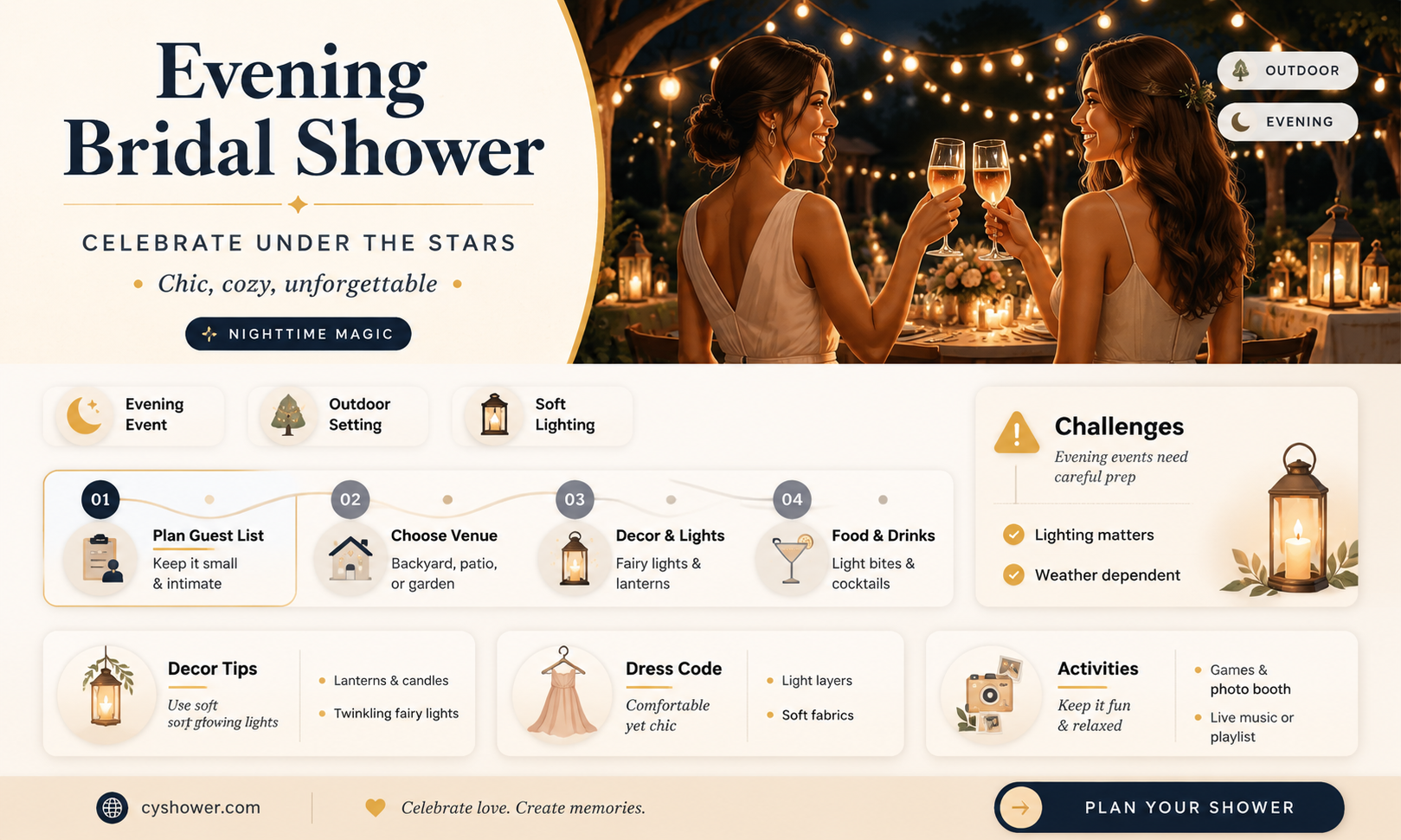 can a bridal shower be at night