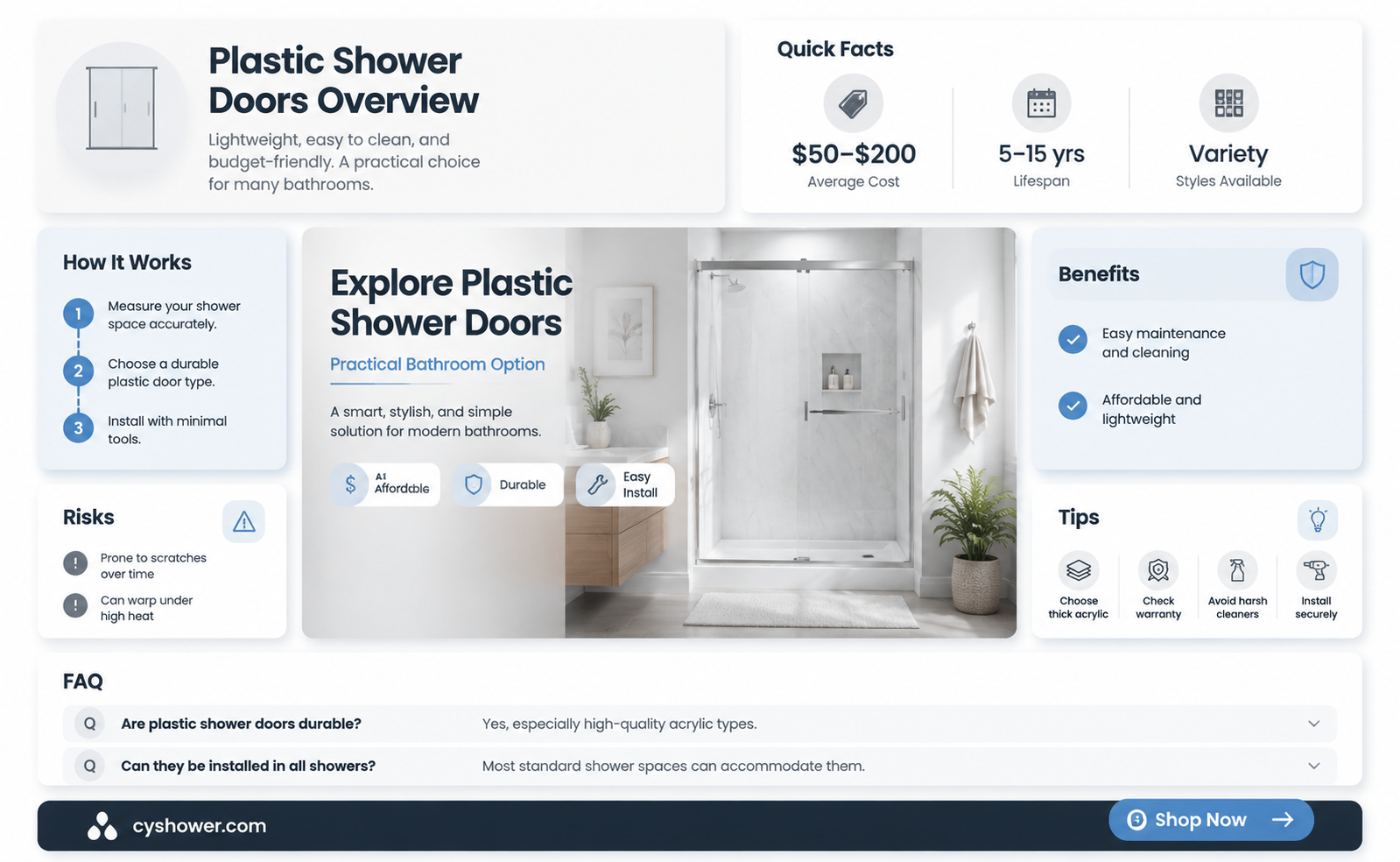 are there plastic shower doors