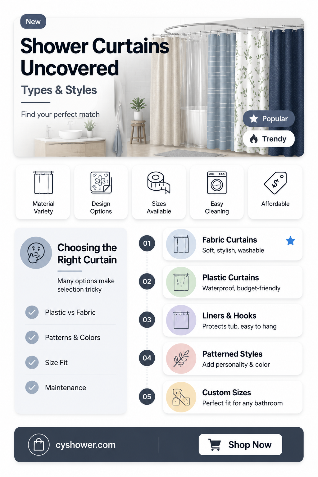 are thier different types of shower curtains
