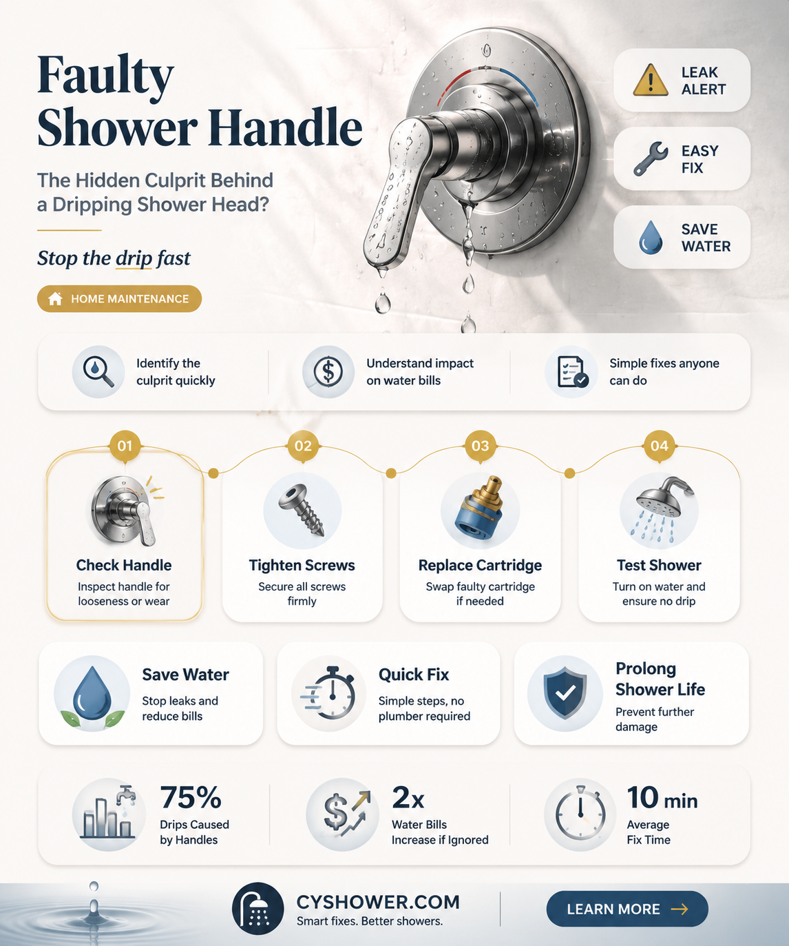 can faulty shower handle cause shower head to drip
