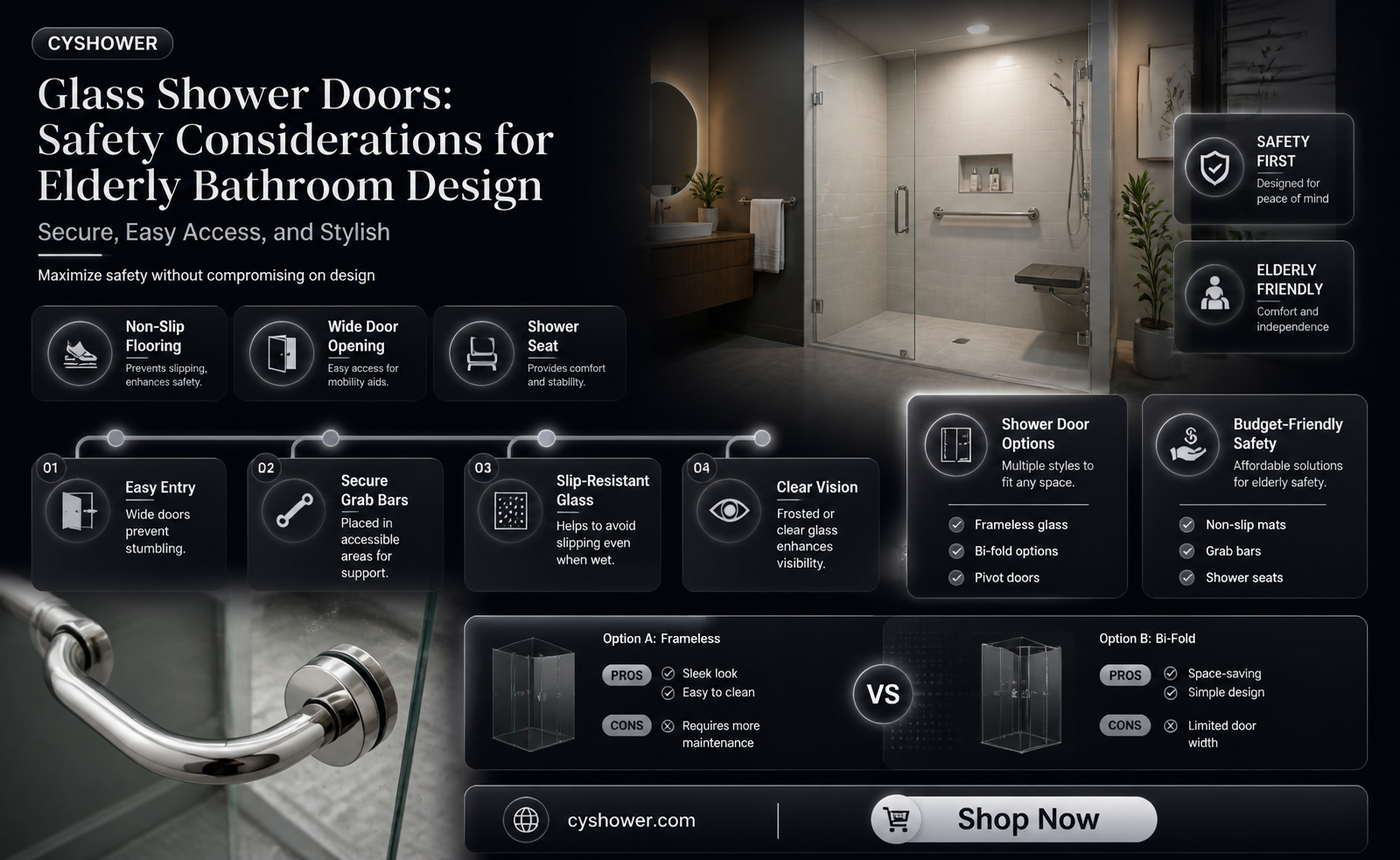 are glass shower doors safe for elderly