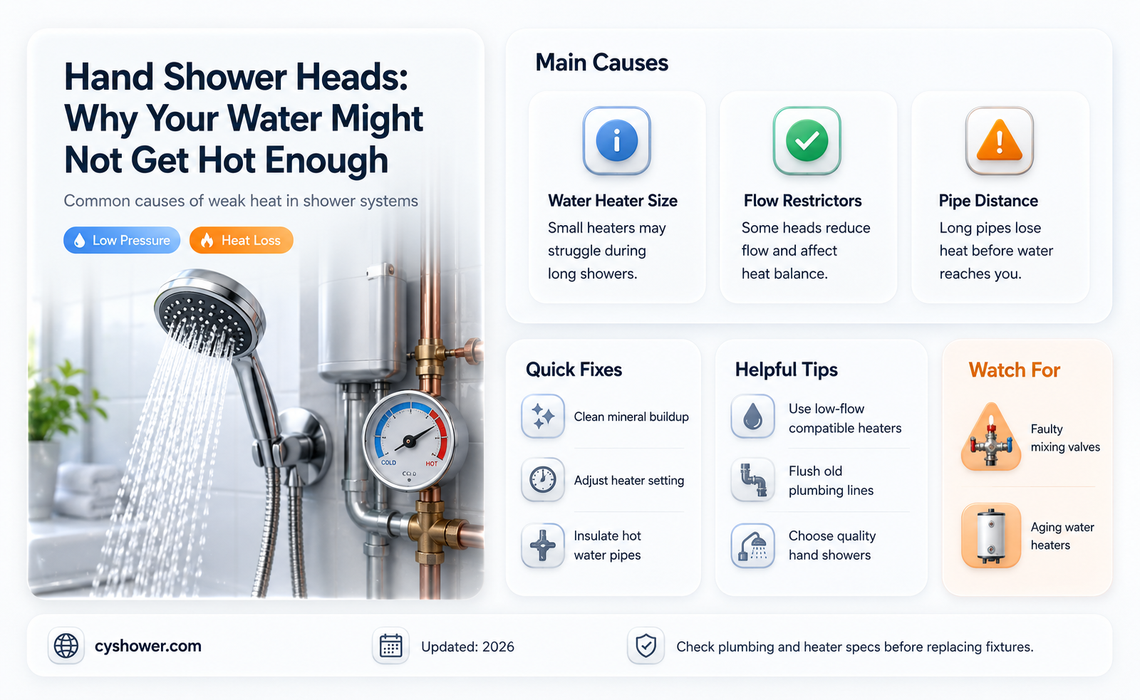 can hand shower head prevent water from getting hot enough