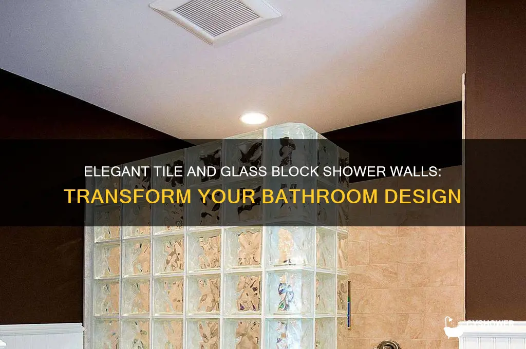 have tile and glass block shower wall