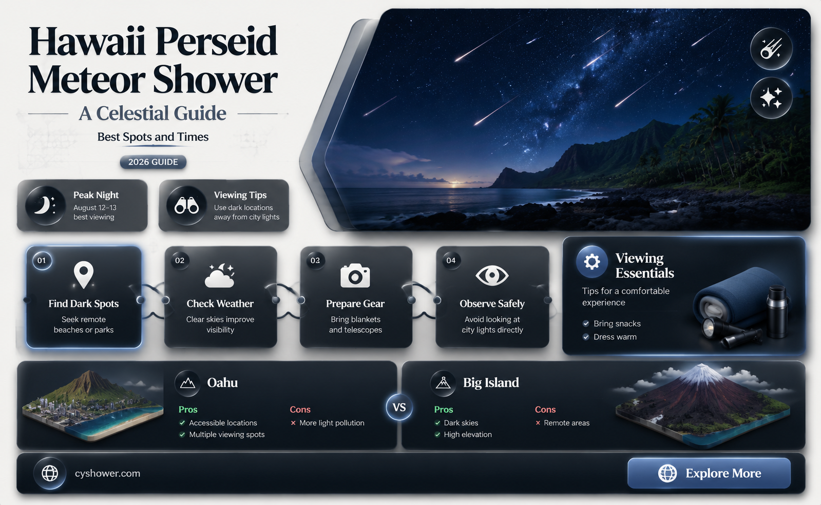 can i see the perseid meteor shower from hawaii