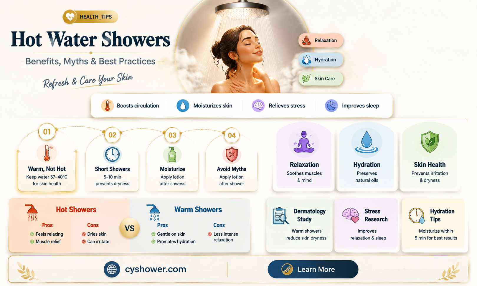are you supposed to shower with hot water