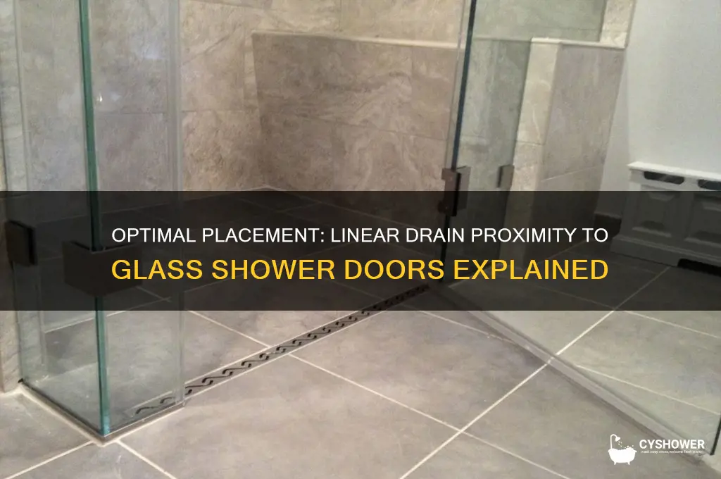 how close shower linear drain to glass shower doors
