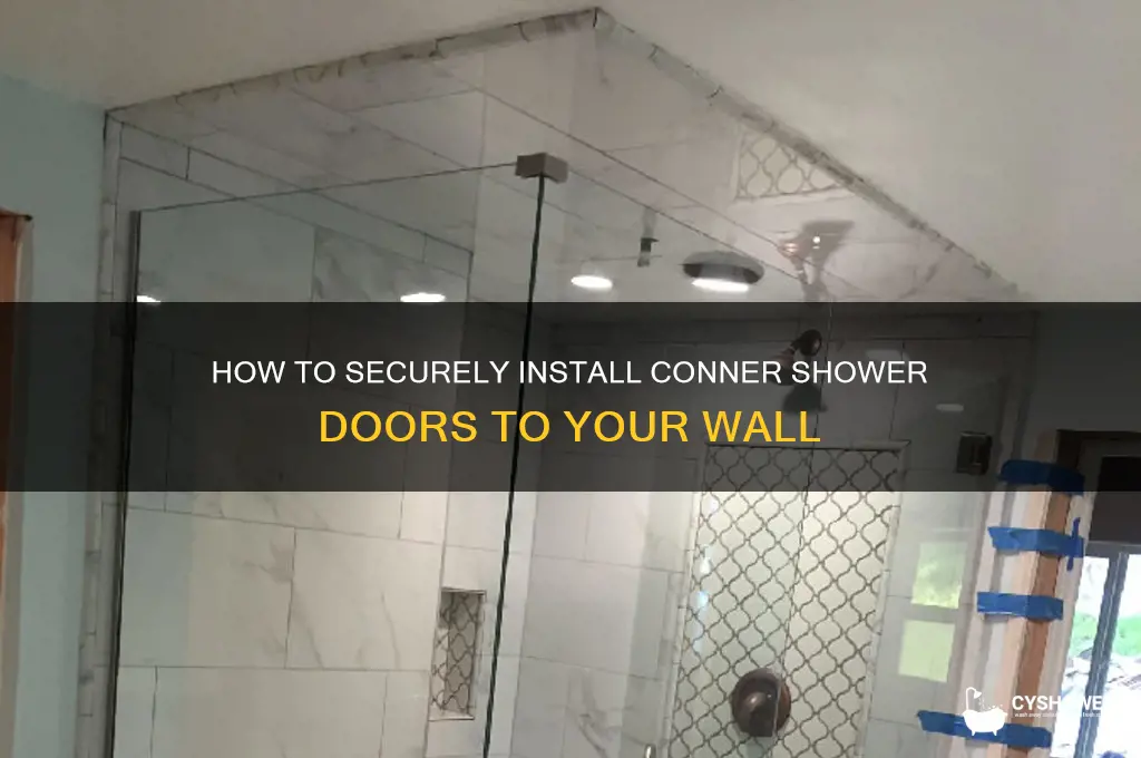 how conner shower door connect with the wall
