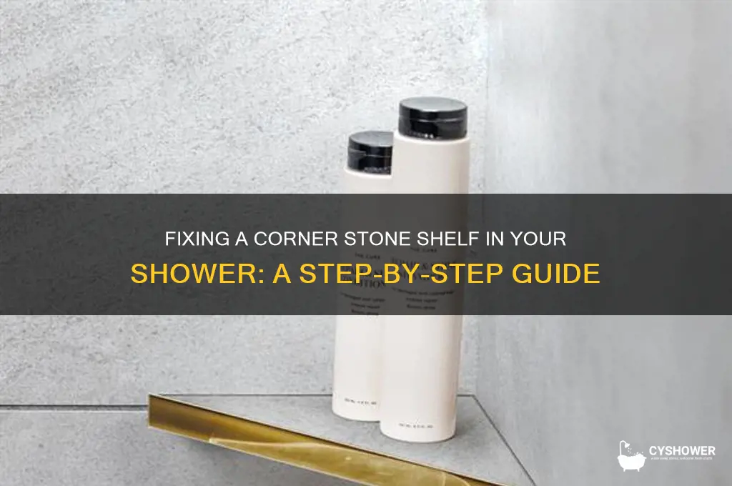 how do we fix corner stone shelf in shower