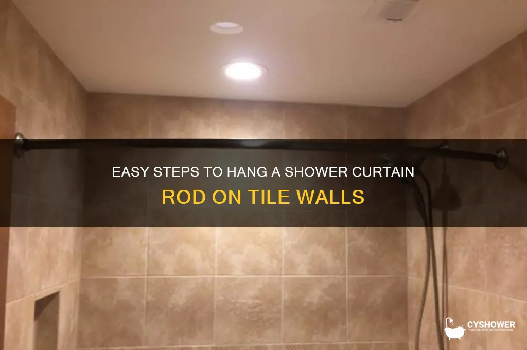how do you hang a shower curtain rod on tile