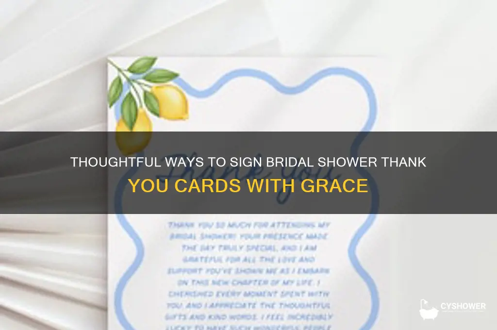 how do you sign a bridal shower thank you card