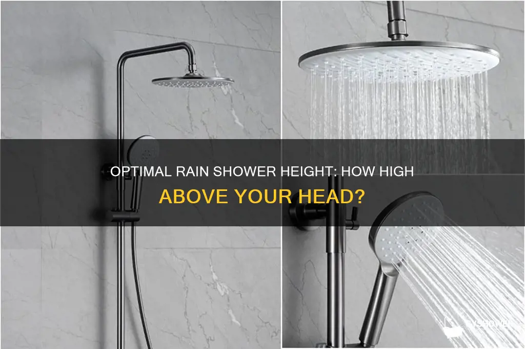 how far above head for rain shower