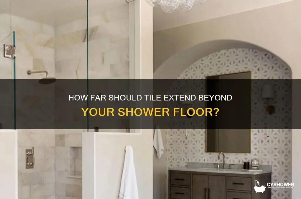 how far does tile extend past shower floor