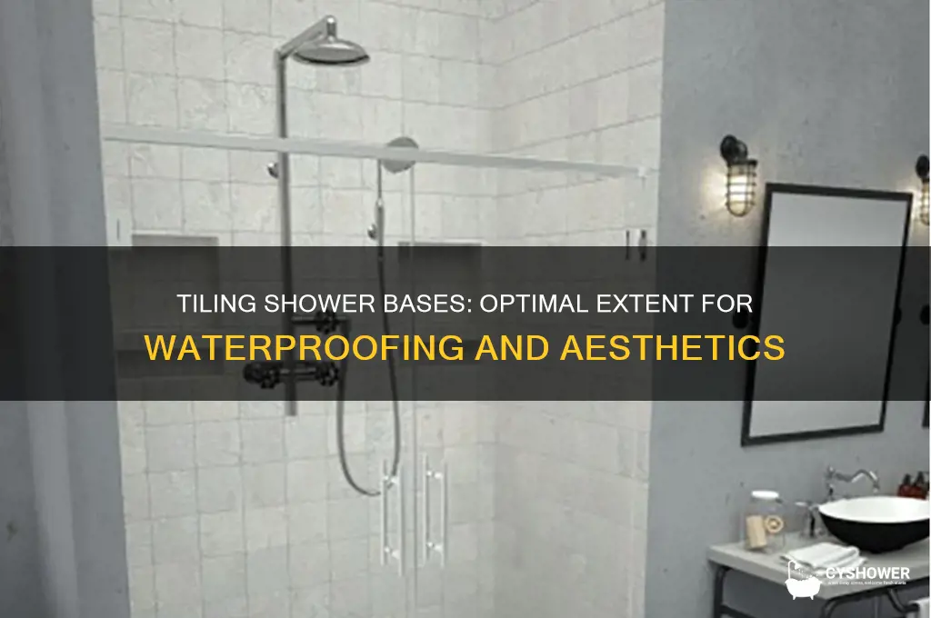 how far out on shower base do you tile