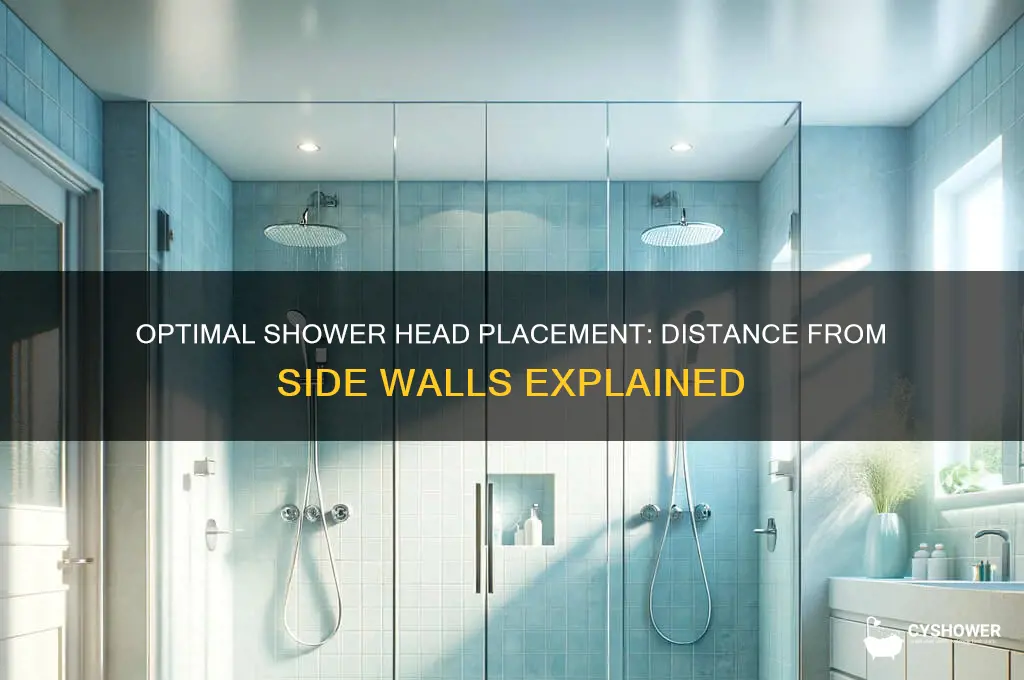 how far should the shower head be from side walls