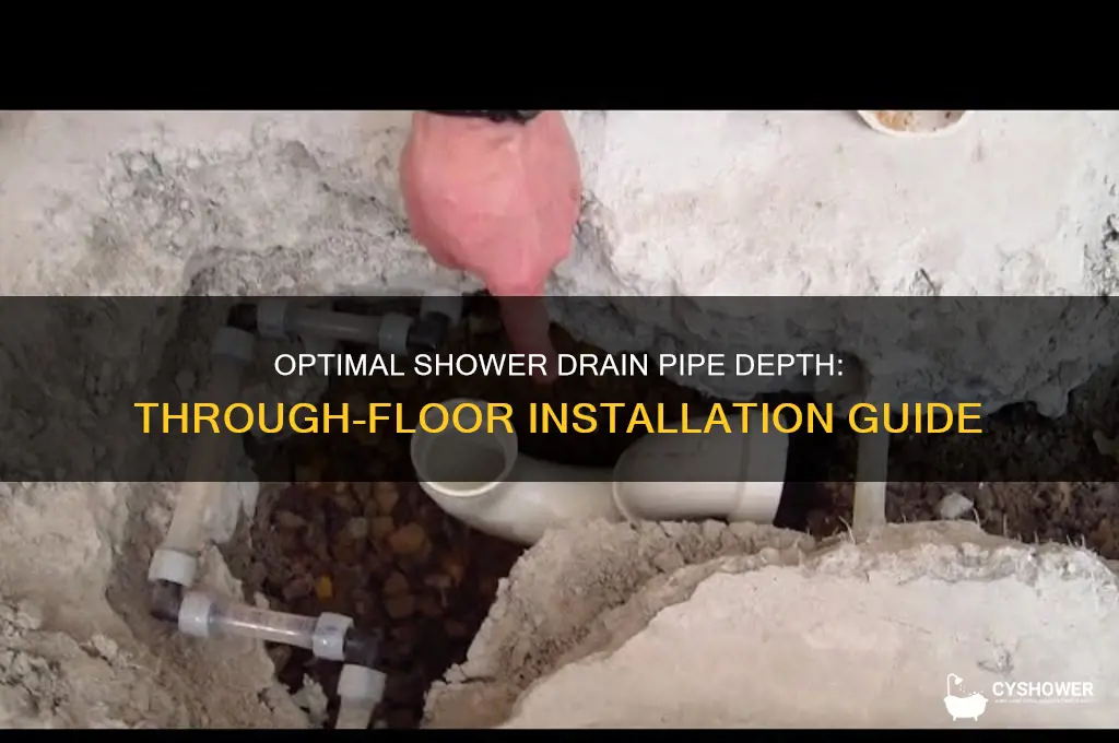how far through floor for shower drain pipe