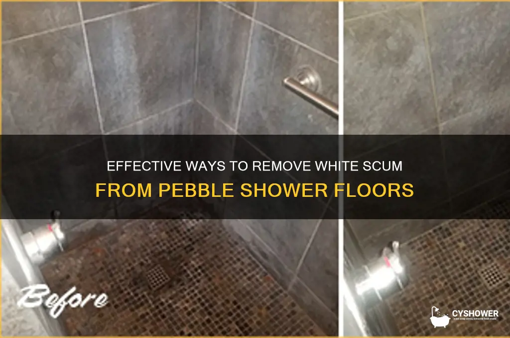 how get rid white scum pebble shower floor