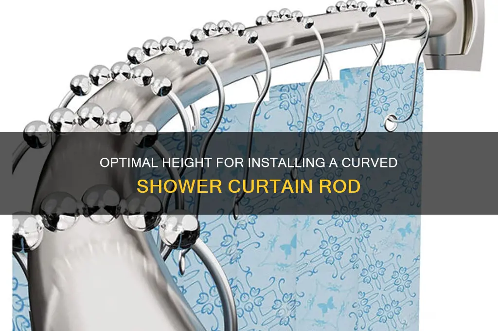 how high do i install a curved shower curtain rod