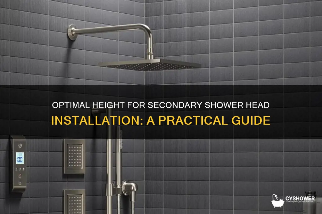 how high does a secondary shower head be installed