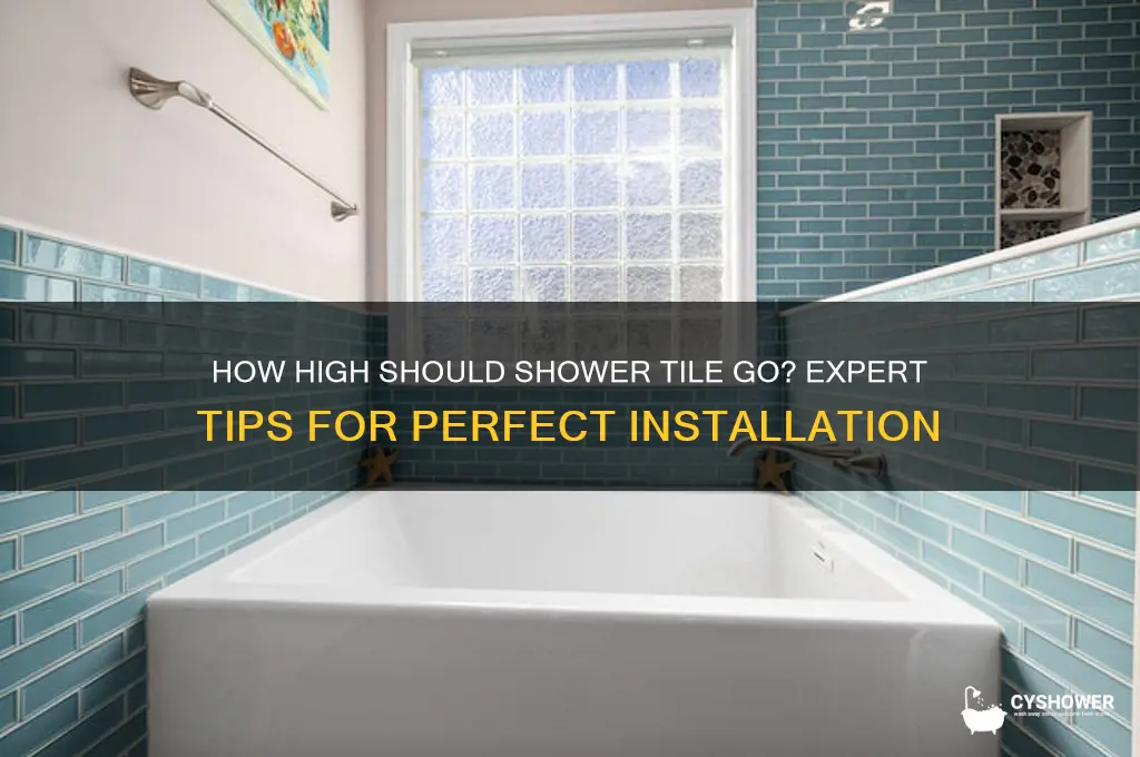 how high does tile go in shower