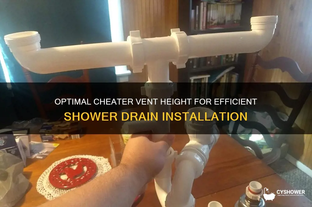 how high should cheater vent be for shower drain