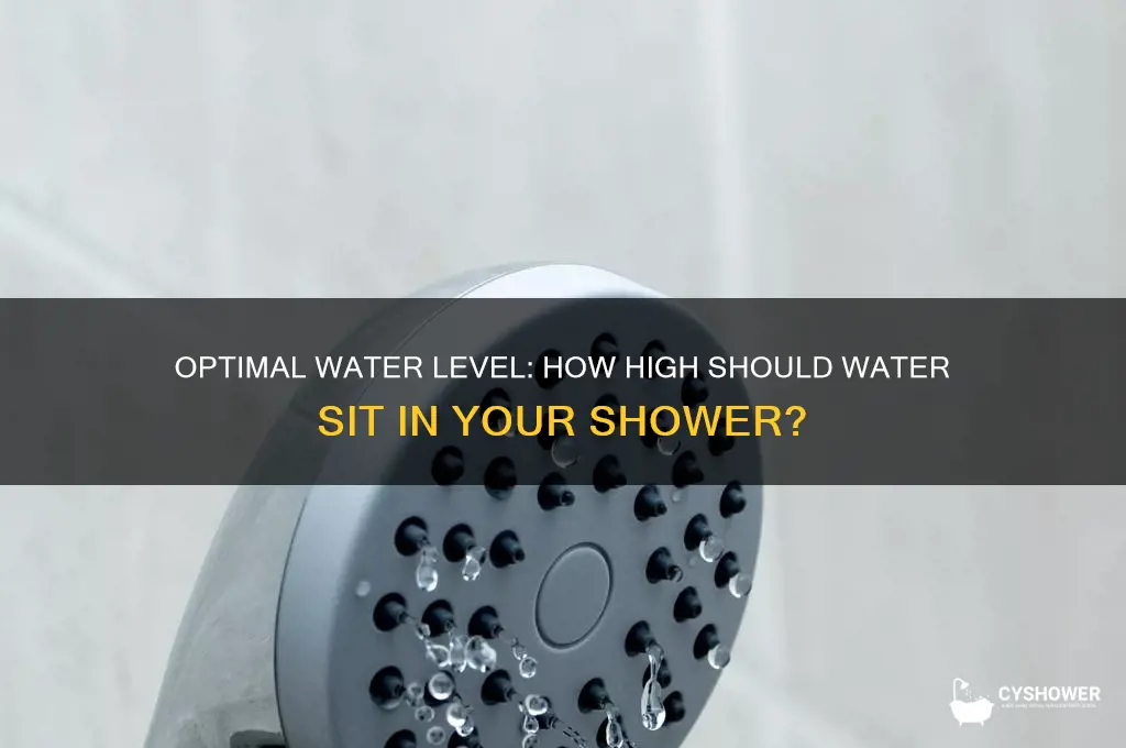 how high should water sit in shower