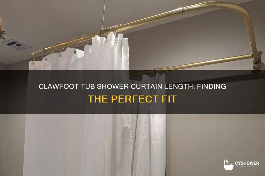 how long is a clawfoot tub shower curtain