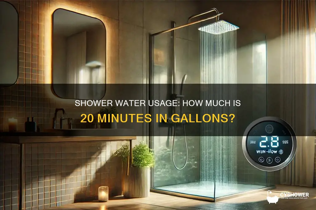 how many gallons of water for 20 minute shower