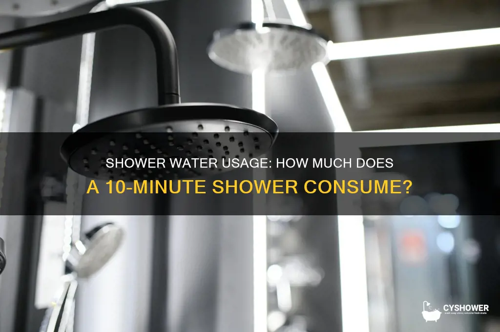 how many liters does a 10 minute shower take