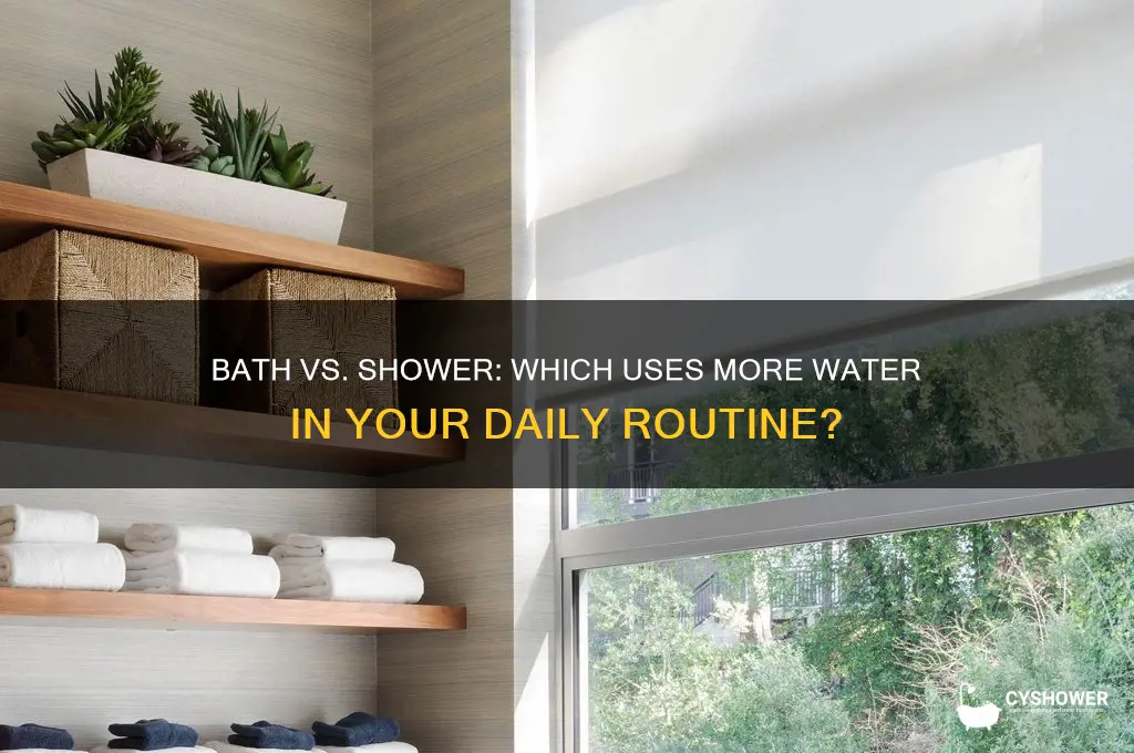 how much more water is a bath then a shower