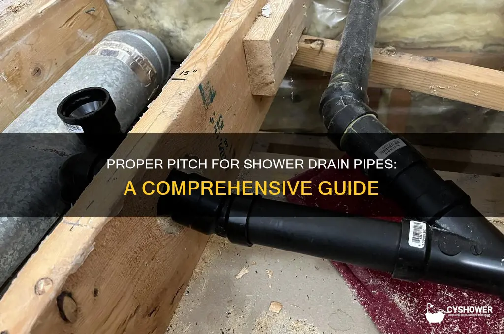 how much pitch for a shower drain pipe