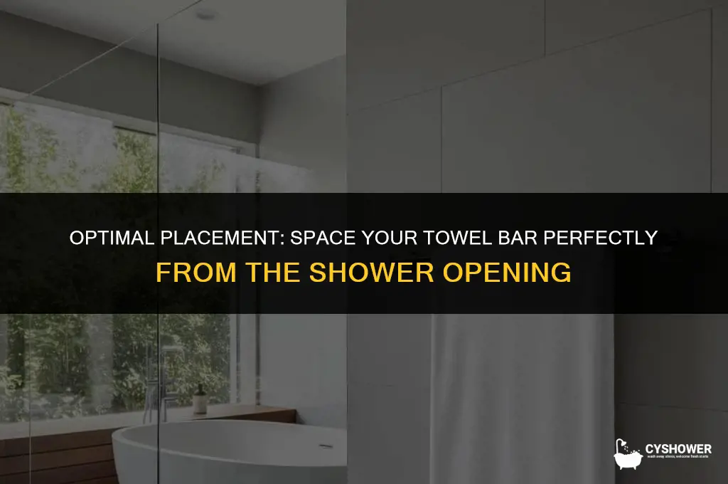 how much space towel bar from shower opening