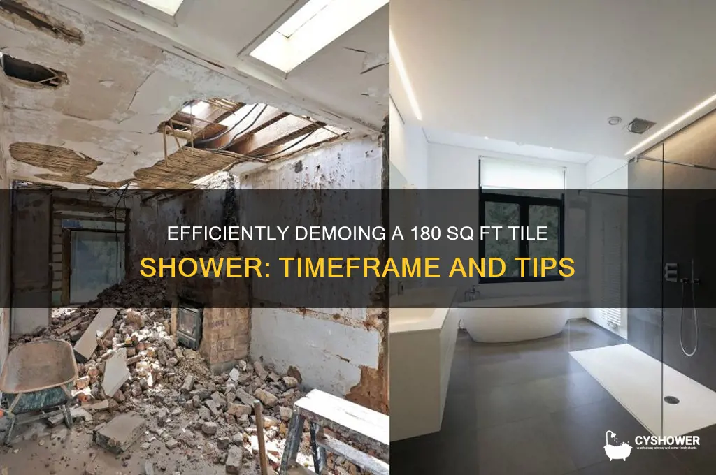 how much time to demo 180 sq ft tile shower