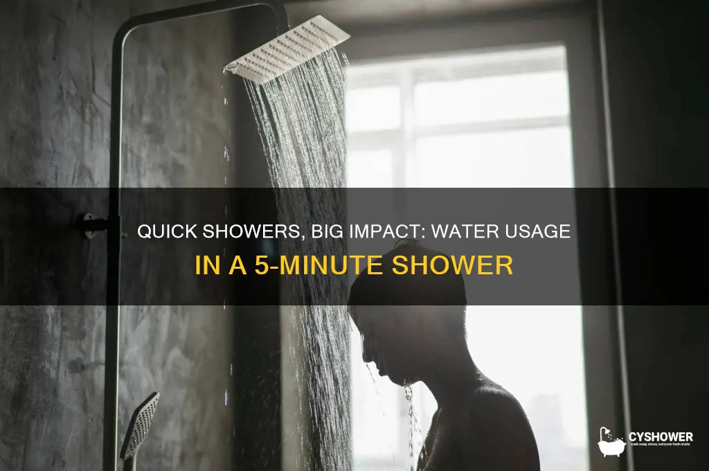 how much water in 5 min shower
