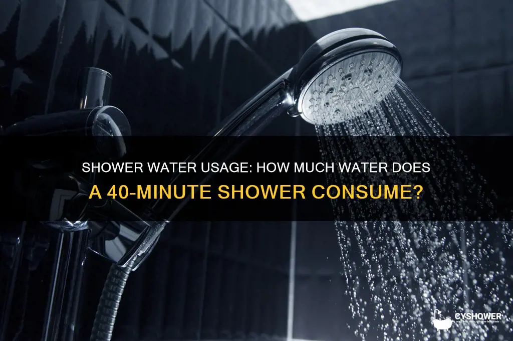 how much water per 40 min shower